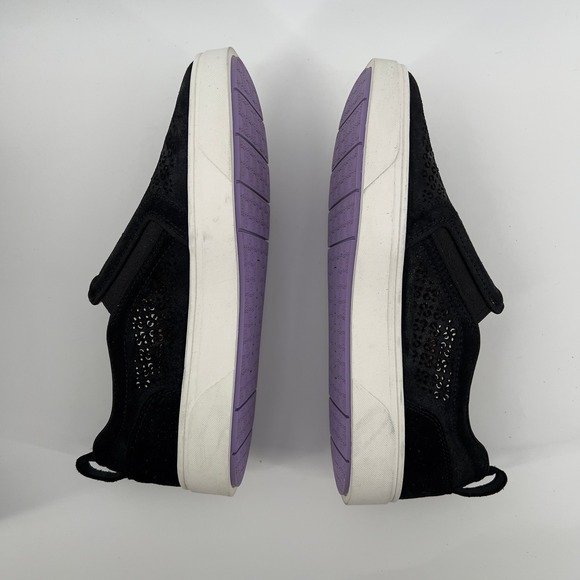 Vionic Women 8 Kimmie Perforated Slip On Sneaker Black Suede Arch Support NWB - Picture 5 of 9